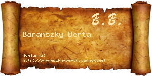 Baranszky Berta névjegykártya